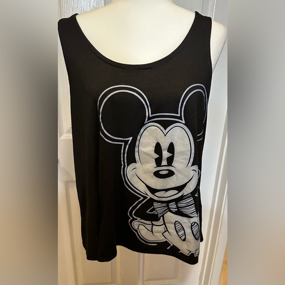 Mickey Mouse Disney Black White Parks Open Back Top sleeveless Size Large